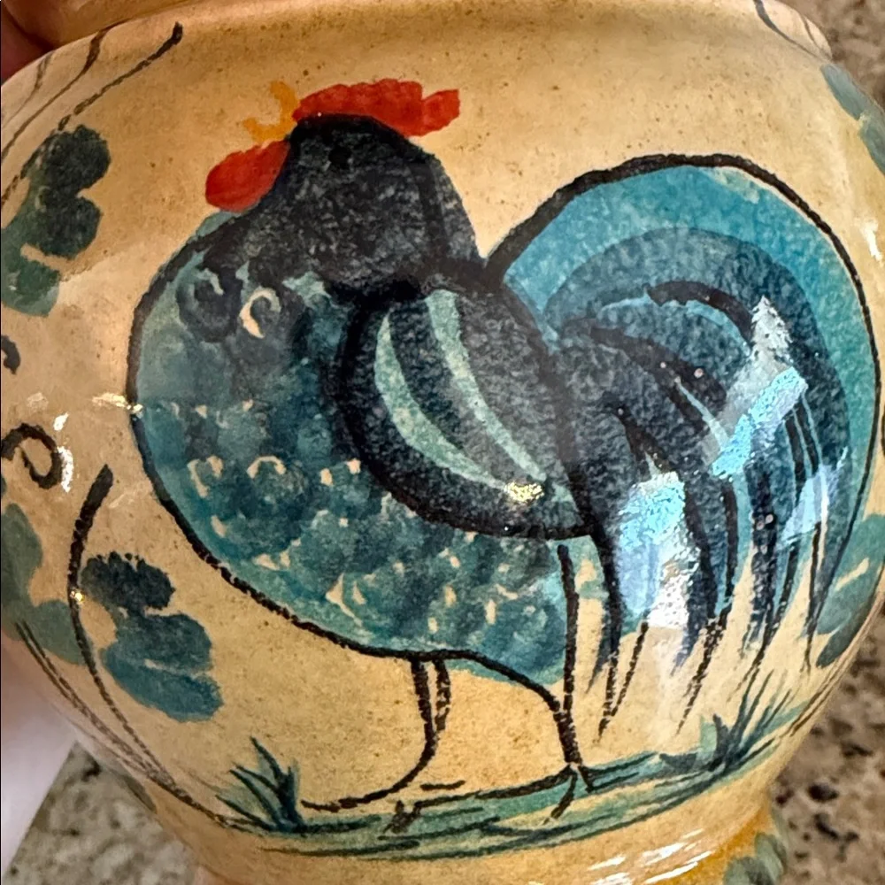 Williams Sonoma Ceramic Jar with Rooster Design Made in Italy (Medium)